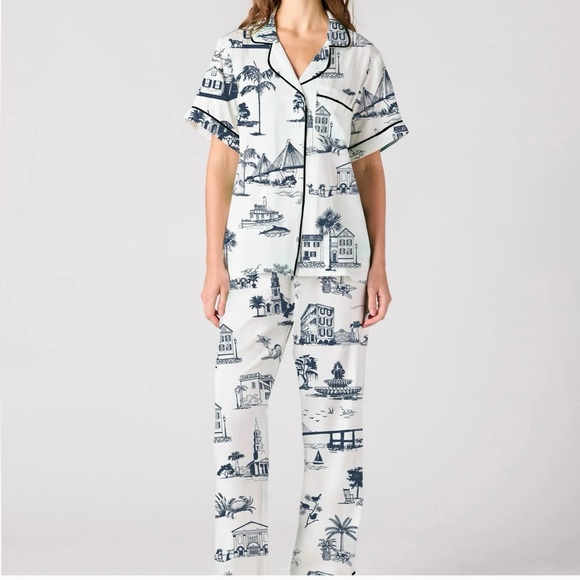 Katie Kime Charleston Toile Pajama Pants Set Size Small With Original Tags